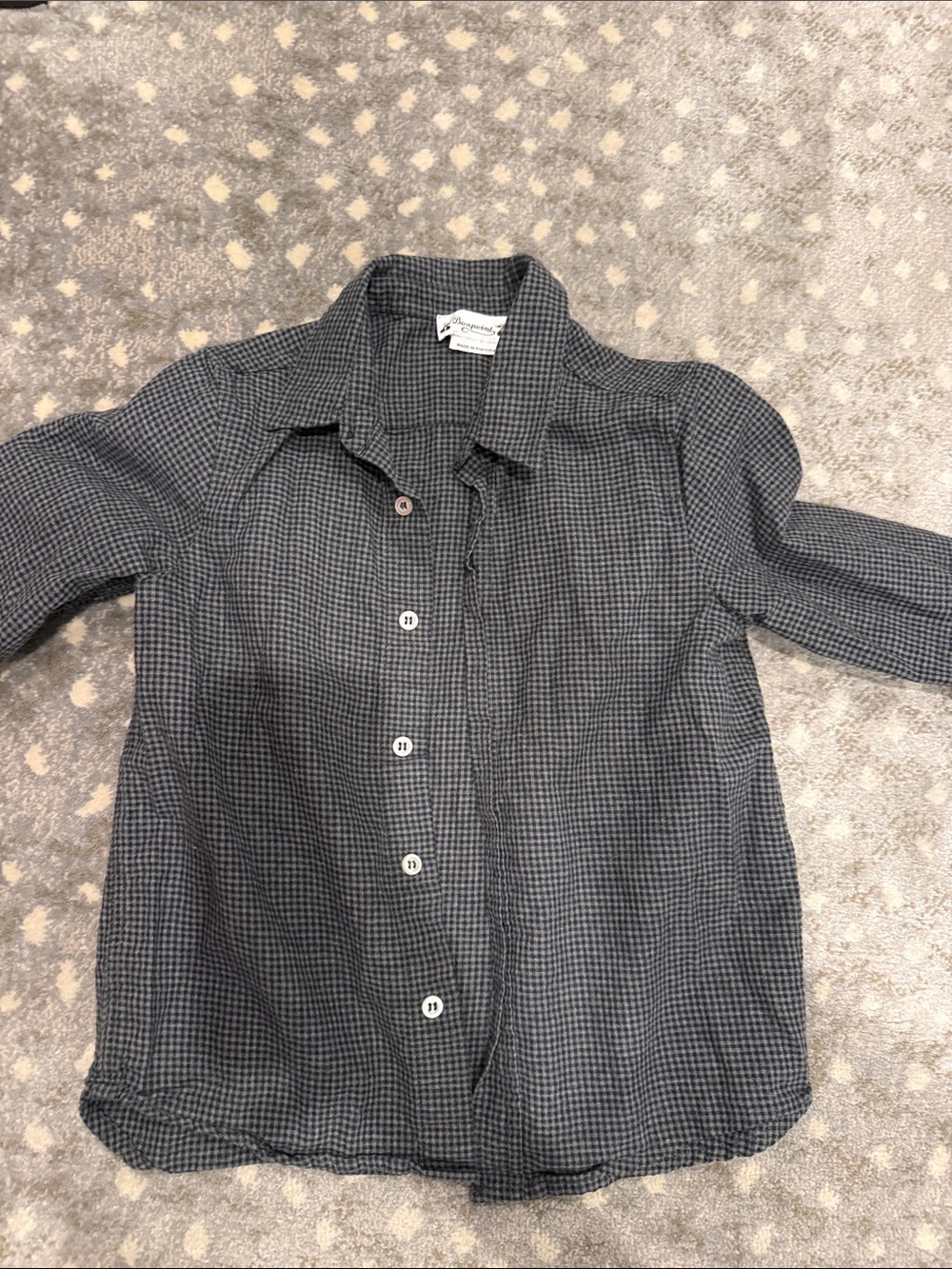 Bonpoint Gray Check Button-Down Shirt